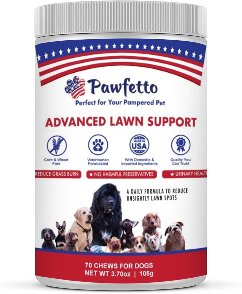 Suplemento de soporte de césped avanzado para perros, con arándano, ácidos aminoácidos y levadura de la cerveza, fácil de digerir, sabor del hígado de pollo, perfecto para su mascota amortiguada (70 cerdas de perros)