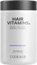 Codeage Hair Vitamins 10000 mcg Biotin, Keratin, Collagen, Vitamina A, B12, C, D3, E, Zinc, Turmérica, Probióticos, Enzymes, Inositol - Cuidado del cabello Soporte - Saludable Hair Supplement Pills - 120 Capsules
