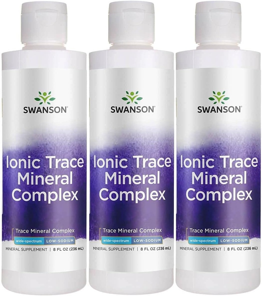 Swanson Concentrace Trace Mineral Drops 8oz-Completo Mineral Complex for Energy, Hydration, & Electrolyte Balance Over 72 High Absorption Ionic Minerals such as Magnesium, Potassium, Calcium (3 Pack)