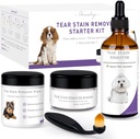 Kit de arranque para perros, con extracto de haz de brujas, eliminar las cadenas de lágrimas, descarga &amp; moco, incluye Solución de manchas, Wipes de aplicador, pincel de manguito, dura 30-45 días
