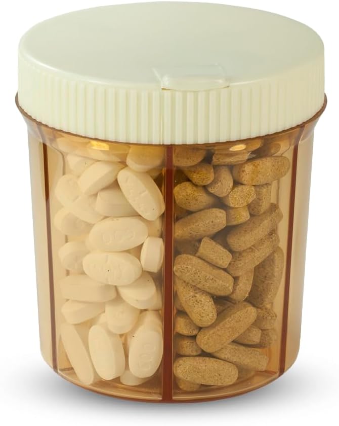 Vitanizer Vitamina &amp; Pill Organizer - 6 Caso de Compartimiento con dispensador de tapas de giro fácil - Ajusta todas las tablas de tamaño &amp; Suplementos - resistente, seguro, UV plástico protector