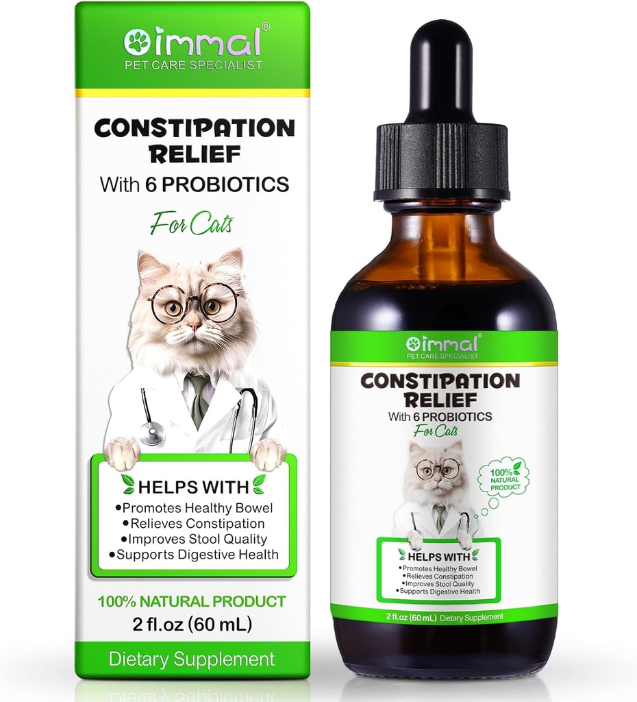 Alivio del estreñimiento de gatos, Alivio del estreñimiento para gatos, Laxantes de gato natural para estreñimiento, Softener de cátaros, 2 fl.oz
