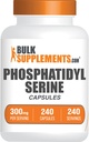 BulkSupplements.com Phosphatidylserine Capsules - Phosphatidylserine Supplement, Sourced from Soy, for Memory and Focus - Gluten Free, 1 Capsule per Serving, 240 Capsules (Pack of 1)