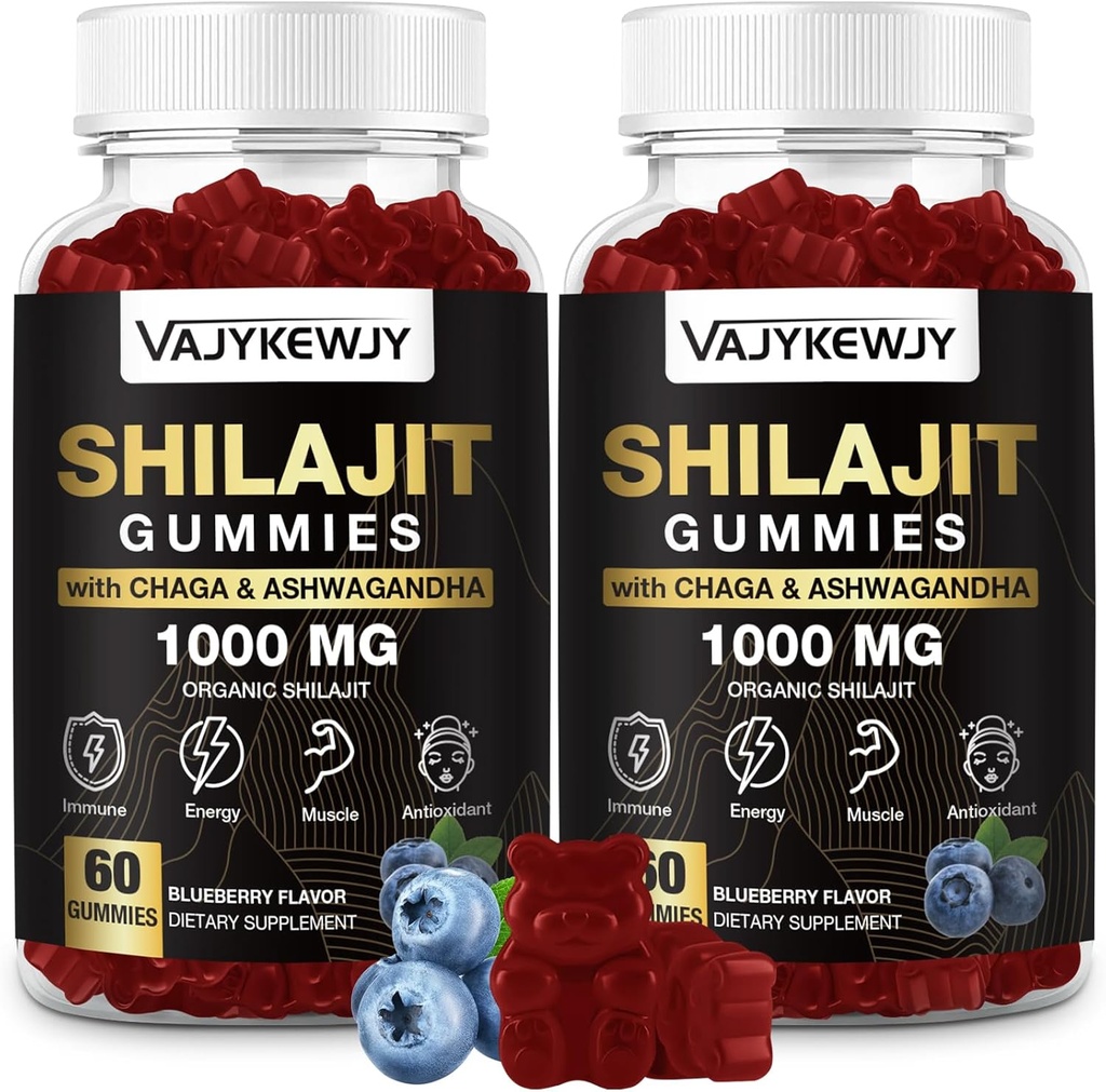 1000 MG Shilajit Gummies, Organic Shilajit Gummies with 85+ Trace Minerals, Fulvic Acid, Shilajit for Men ' Women, Shilajit Resin, Shilajit Himalayan Organic for Energy, Brain, Immunity, 120 Count