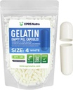 XPRS Nutra Size 4 Empty Capsules - 100 Cuentas Pequeños Empty Gelatin Capsules - Pills DIY Capsule Filling - Fillable Pure Bovine Pill Gel Caps for Do-It-Yourself Suplementos (White)