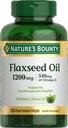 Bounty Flaxseed y Omega 3, Suplemento dietético, apoya la salud cardiovascular, 1200 mg, Softgels, 125 ct