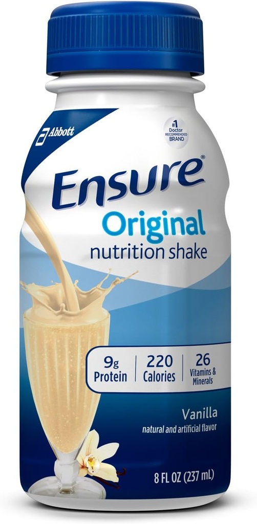Asegurar el Afeitado de Nutrición Original con 9g de Proteína, Meal Replacement Shakes, Vanilla, 8 Fl Oz (Pack of 16)