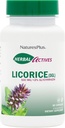 Natures Plus Herbal Actives Licorice (DGL) Capsules - 500mg, 60 Suplementos veganos - Vegetariano, libre de gluten - 60 Servimientos