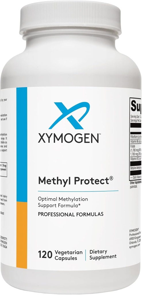 XYMOGEN Metil Protect - Metilación óptima Fórmula con Folato de Metil, Vitamina B12 (Metilcobalamina b12), Riboflavin + B6 Vitaminas - Cognitivo, Homocysteine + Suplementos de Salud del Corazón (120 cápsulas)