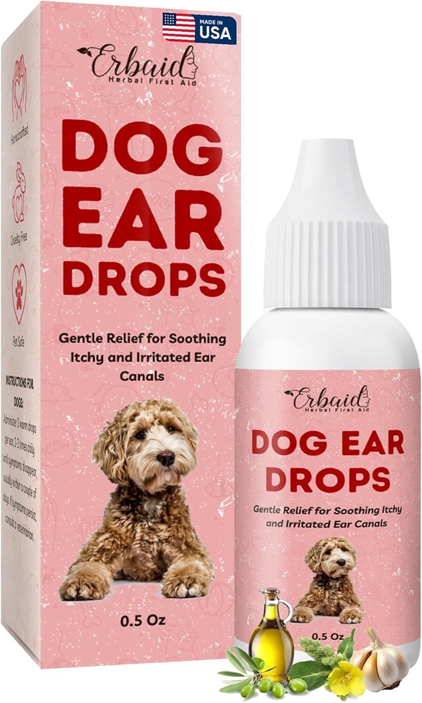 Limpiador de oídos de perros – Todas las gotas de oído natural para perros Efecto de los oídos – Elimina el olor de levadura, Loosens Wax, Previene las infecciones, Alivia la picazón – seguro, suave, eficaz Alivio de los oídos de pico, hecho en EE.UU.