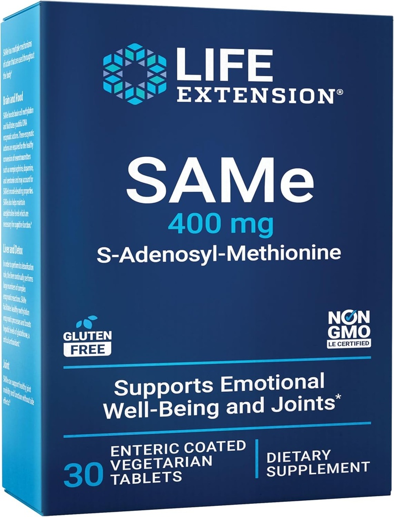 Life Extension Same, Mood, Joint & Liver Support, Gluten-Free, Non-GMO, Vegetarian, 30 Tablets