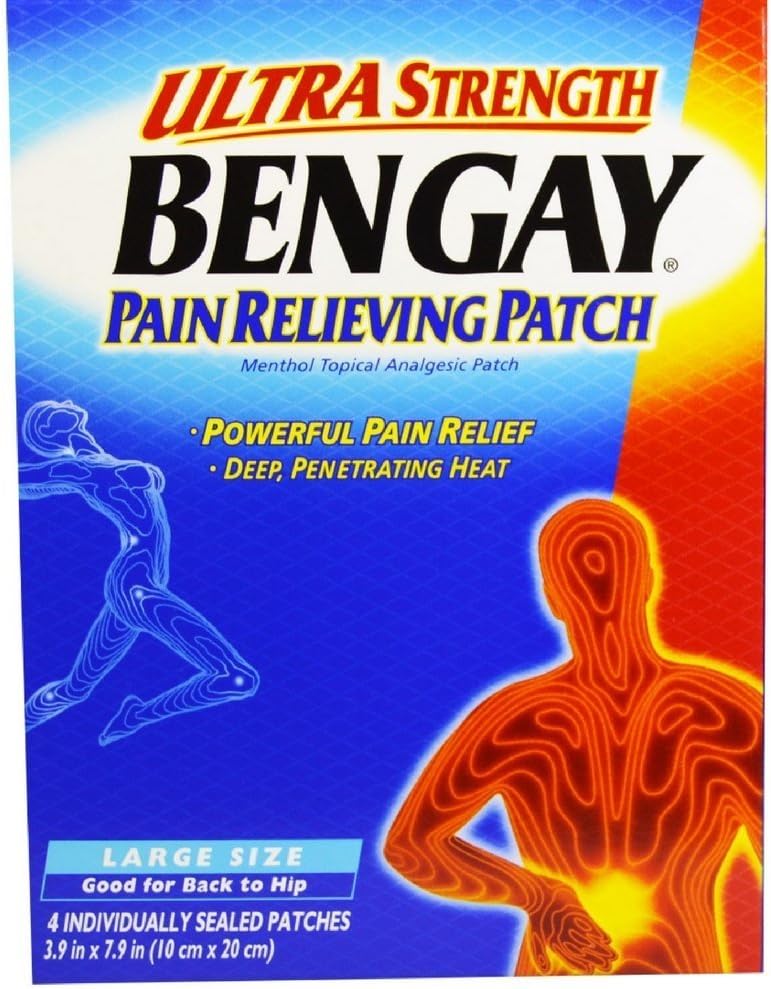 BENGAY Ultra Strength Pain Relieving Patches Large Size 4 Each (Pack of 4)