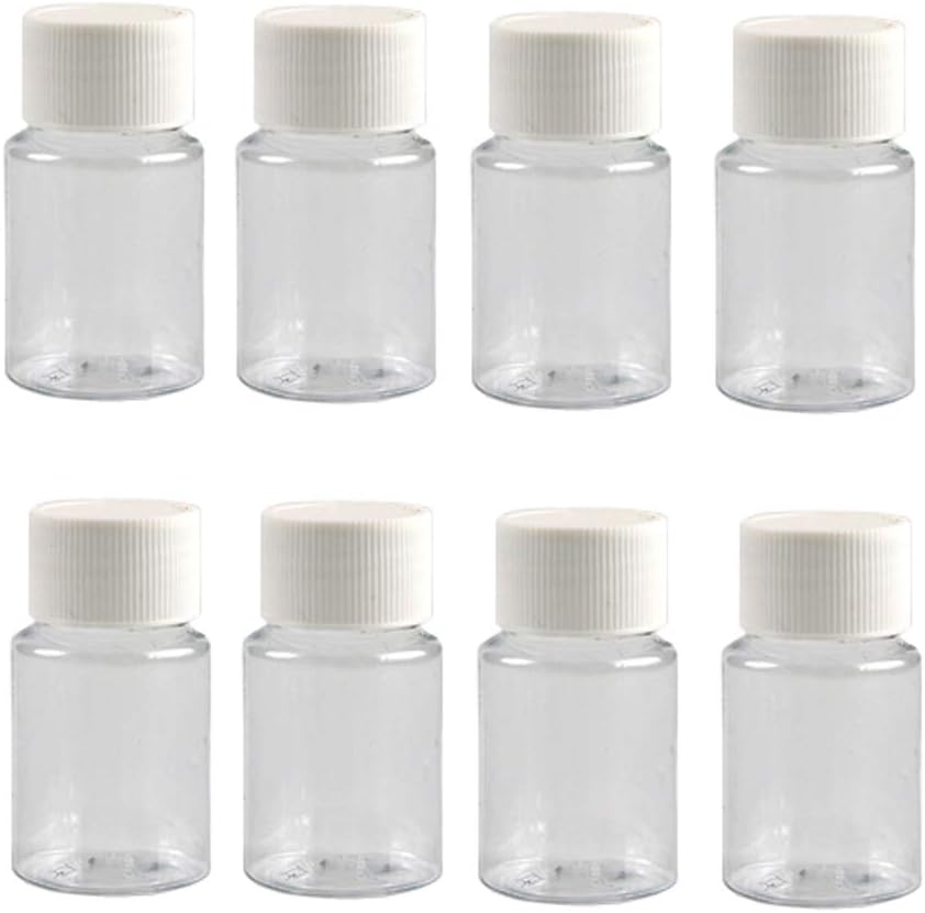 12PCS 30ML 1OZ Botellas transparentes de plástico vacías con capas de polvo maciza de tornillo blanco caja de almacenamiento de latón de la caja de almacenamiento de la caja de retención de la caja de contenedores portátiles