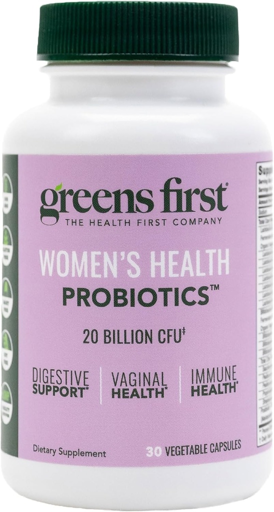 Probióticos de Salud para Mujeres Verdes - Probiótico para Equilibrio de PH - 20 Billones CFU - Soporte para Salud Digestiva, Inmune y Vaginal No GMO/Gluten-Free/Dairy-Free (30 cápsulas vegetales)