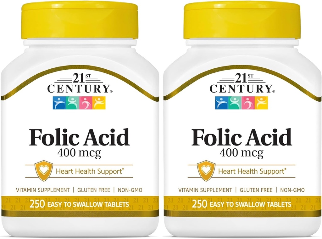 21st Century Folic Acid 400 mcg Tablets, 250 Conde (Pack of 2)