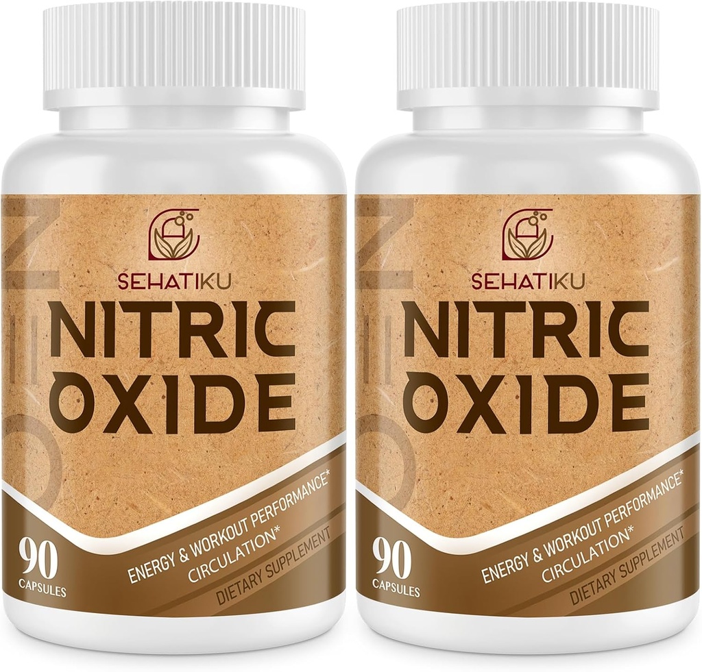 Nitric Oxide Suplemento, Nitric Oxide Booster &amp; 6-en-1 Phytonutrient Blend for Heart, Flow, Immune - 90 cápsulas (2 Botella)