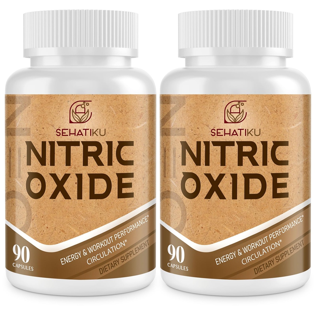 SehatiKu Nitric Oxide Supplement, Nitric Oxide Booster & 6-in-1 Phytonutrient Blend for Heart, Flow, Immune - 90 Capsules (2 Bottle)