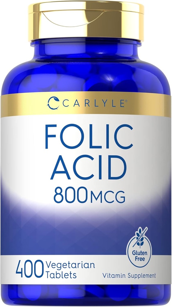 Carlyle Folic Acid 800 Mcg Tablets  400 Cuenta peru Vegetarian, Non-GMO, Gluten Free
