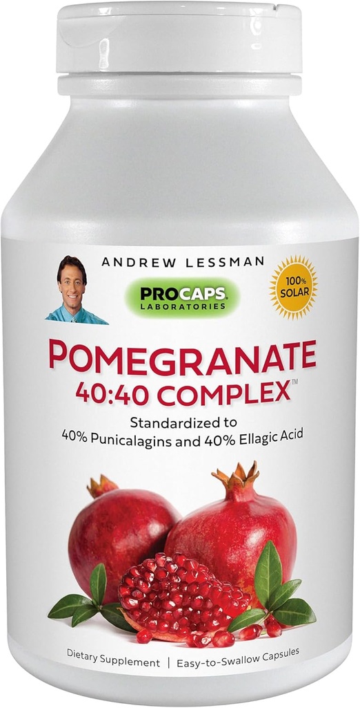ANDREW LESSMAN Pomegranate 40-40 Complex 60 Capsules - All-Natural, High-Potency Extract to Protect Your Body from Free Radical Damage. No Sugar, Calories, Sweetener, Preservadores. No hay aditivos