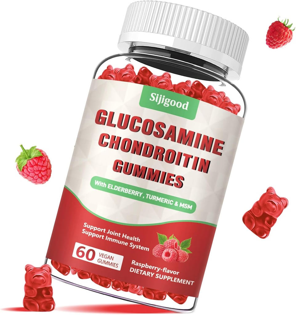 Gummies de condroitina de Glucosamina mejorada con MSM para adultos - Extra-Strength Joint Health & Flexibility, Antioxidant & Immune Support Supplement, 60 Count