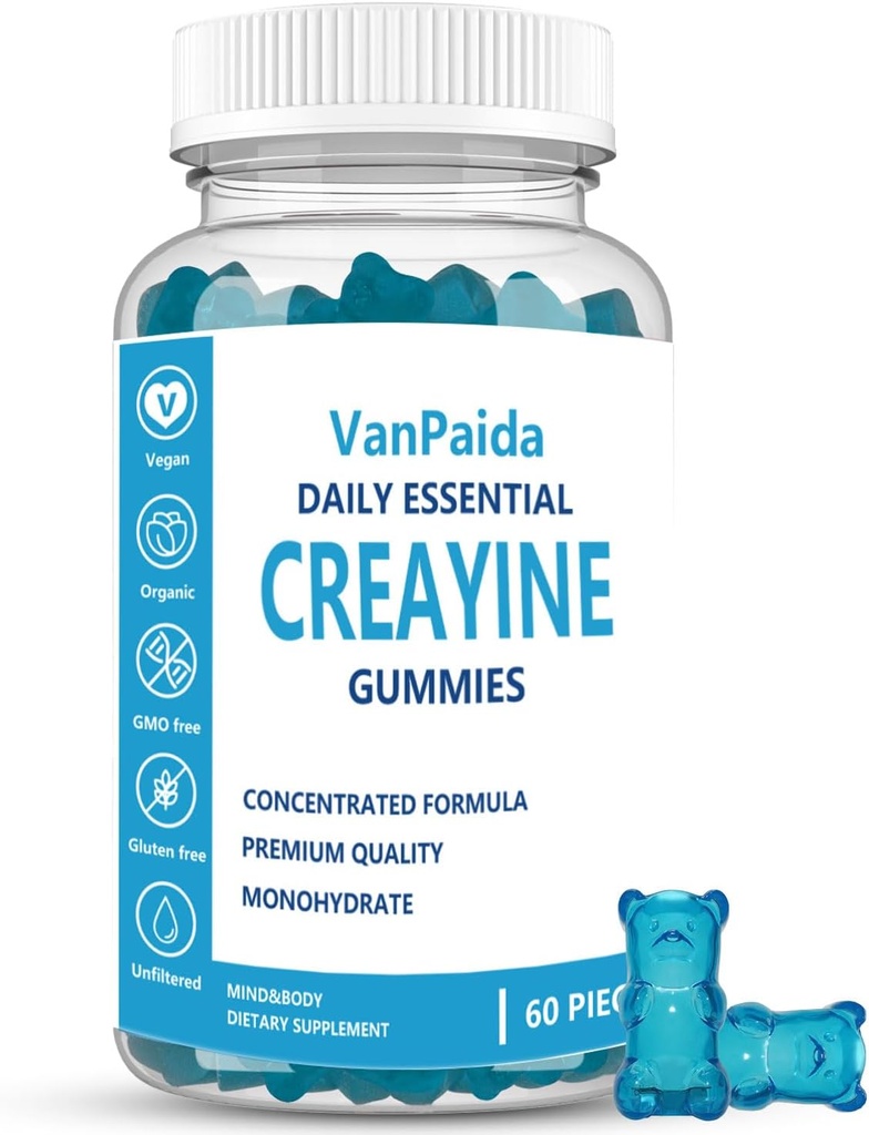 Cretina Gummies Monohydrate, Monohydrate de Creatina Chewable, Muscle Boost, Energy Boost, Pre-Workout Suplemento, Enhanced Bursts, Vegan, Muscle Growth Support, Recovery & Performance, Gluten Free