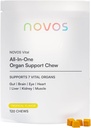 Novos Vital Suplemento Nutricional Mandíbula para el hígado de órganos, cerebro, ojos, corazón, Gut Support - Nattokinase, Lutein, Inulin, Rutin, Flavor tropical (120 Conteo)
