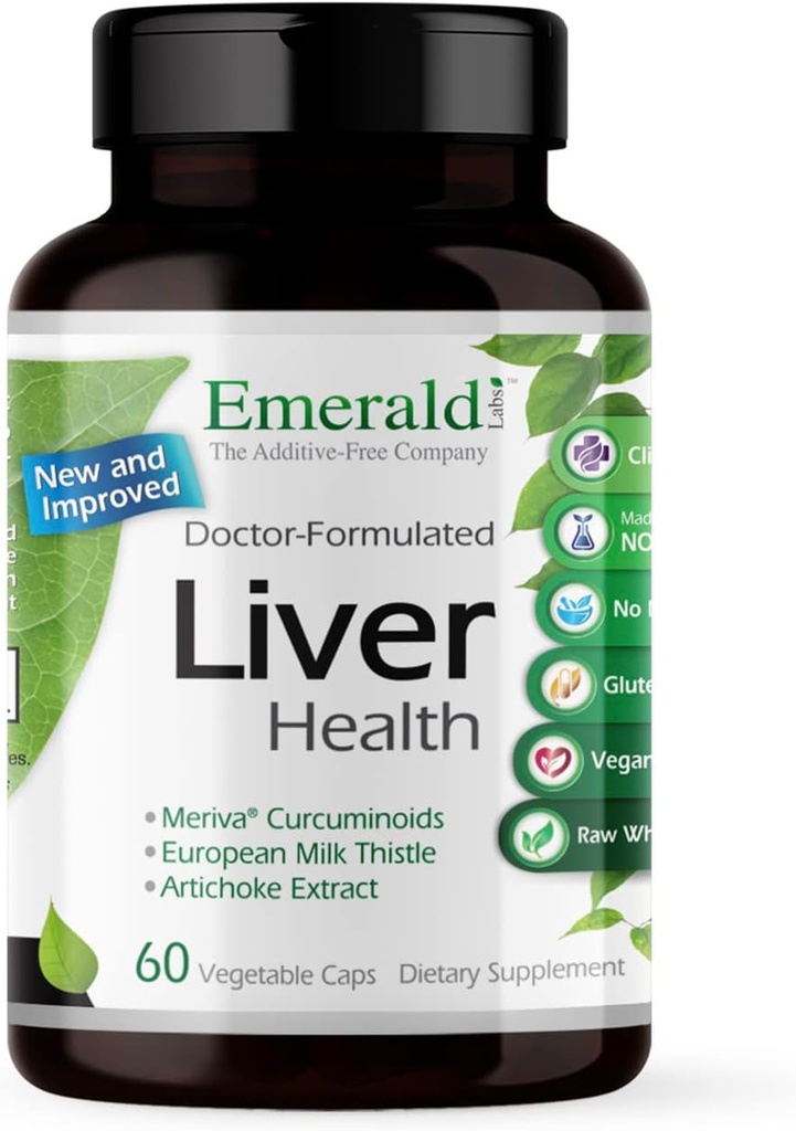EMERALD LABS Liver Health - Suplemento de soporte para el hígado con extracto de esteto de leche europeo - Soportes Sistema de inmunología saludable, niveles de energía " Gallbladder* - 60 cápsulas vegetales (30-Day Supply)