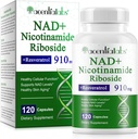 NAD Suplemento, NAD Nicotinamide Riboside Resveratrol 910mg, High Purity NAD Suplemento para la función celular sana, soporta los niveles de NAD Niveles de envejecimiento saludable de la piel Suplemento dietético 120 cápsulas