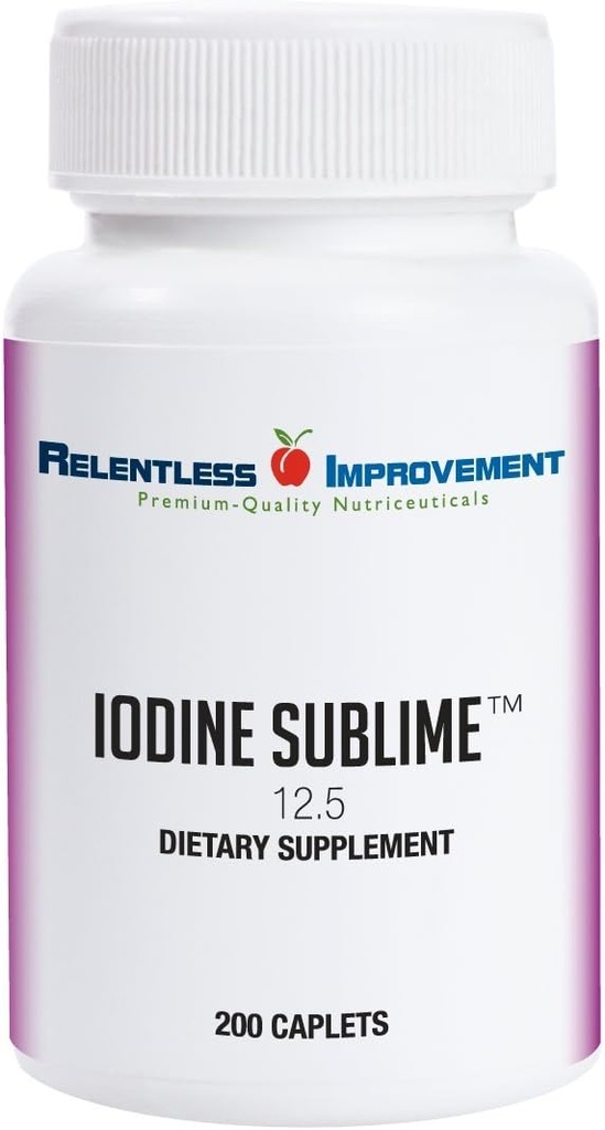 Iodine Sublime® 12,5mg 200 Caplets de alto biodisponible con Ioduro de Potasio para Tiroides &amp; Metabolismo Soporte Comparar con Iodoral 12,5