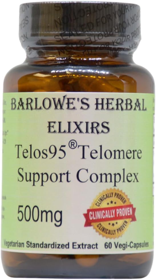 Complejo de Apoyo Telomere de Barlowe Elixirs de Herbal Elixirs Telomere ← Advanced Cellular Health &amp; Longevity Formula  durable 500mg con Astragalus Extract ← Non-GMO, Stearate-Free, Glass Bottled