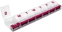 EZY DOSE Weekly (7-Day) AM/PM Daily Push Button Pill Organizer, Vitamin Case, and Medicine Container, X-Large Compartments, Artritis Friendly, Convenient and Easy to Use, Clear/Red, BPA Free