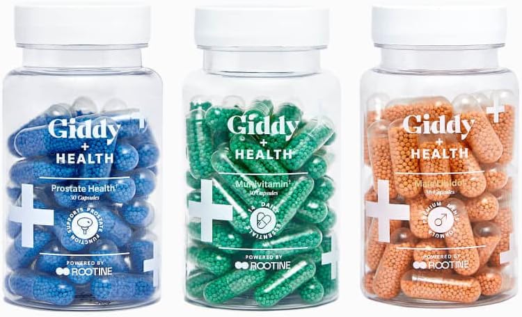 Giddy+Health Men's Complete Bundle | Multivitamin, Libido Boost, Prostate Health (30-Day Supply)