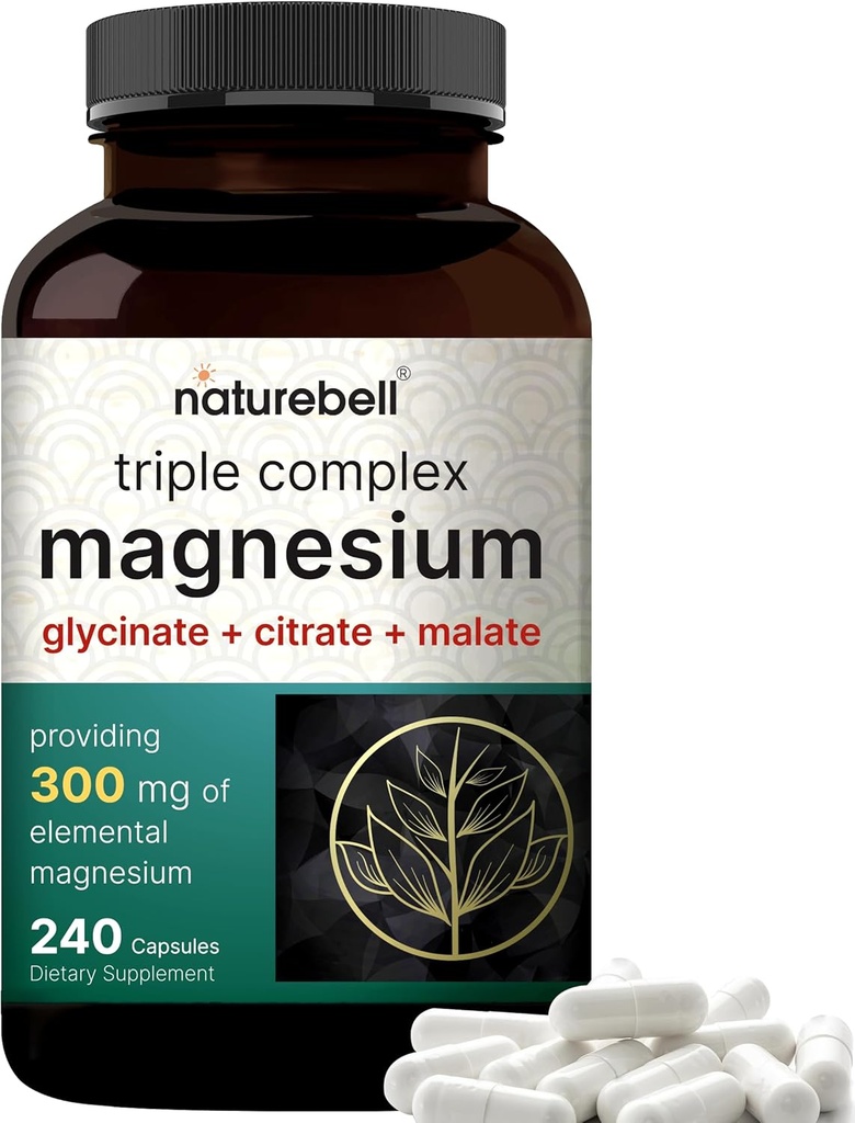 Magnesium Complex 1,000mg, 240 Capsules | Triple Magnesium Complex with Glycinate, Citrate, Malate | Chelated & Purified | Bone, Heart & Muscle Support | Non-GMO