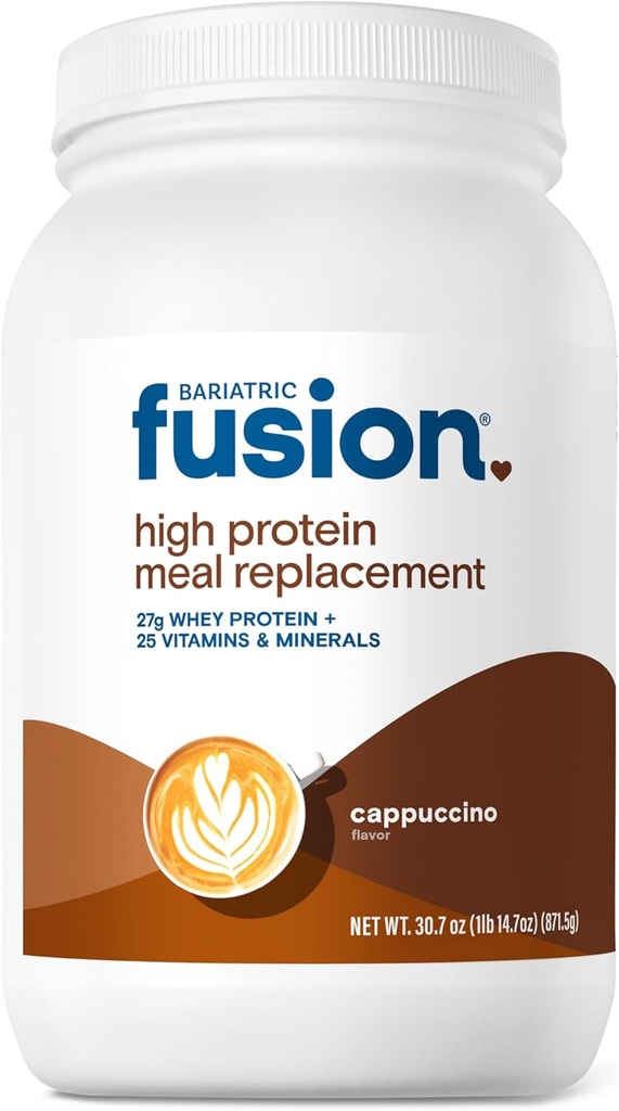 Bariatric Fusion Cappucino Meal Reemplazo 27g Protein Powder, 21 Tubo de Servicio para Pacientes de Cirugía Bariat incluyendo Bypass Gástrico y Gastrectomía de Sleeve - Sin Gluten, Aspartame o Sugar