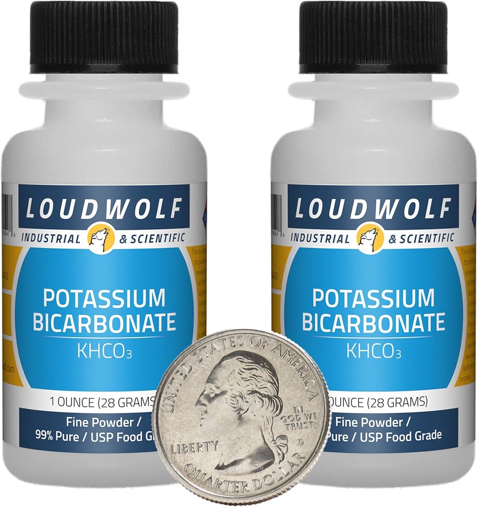 Bicarbonato de potasio / 2 onzas / 2 Botellas / 99% Pure USP Alimentos Grado/Fine Powder