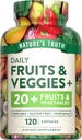 La verdad de la naturaleza Frutas y verduras Suplemento Silencio 120 Capsules Vegetarianos TEN 20+ Frutas &amp; Verduras TEN VENTA Vegetariano, No GMO, y Gluten Suplemento Libre