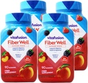 VitaFusion, Fiber Well Gummies, Suplemento de fibra, Sabores surtidos - 90 gummies, Pack de 4