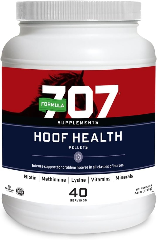 Fórmula 707 Hoof Health Equine Supplement, 2.5lb Jar – Biotin, Amino Acids, y Minerales para mejorar y apoyar Hooves de Caballos Saludables