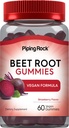 Piping Rock Beet Root Gummies ← 60 Conde Silencio para Hombres y Mujeres ← Nitric Oxide Suplemento Silencio con Vitamina C y Black Pepper ← Strawberry Flavor ← Vegan, No GMO, Gluten Free