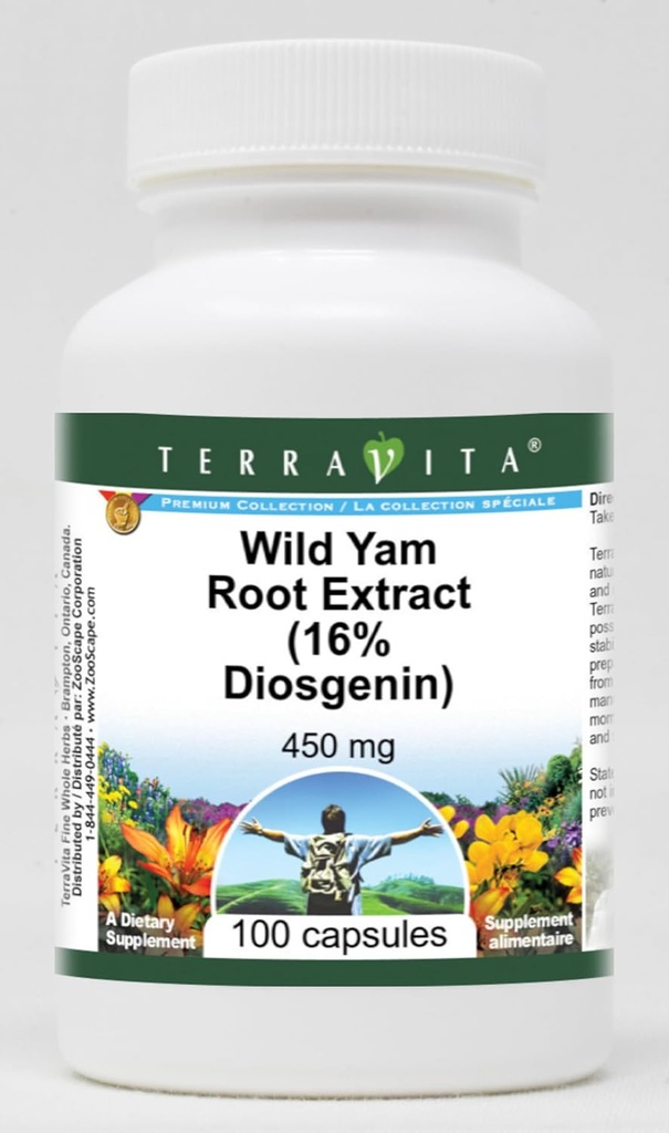 Wild Yam Root Extract (16% Diosgenin) - 450 mg (100 Capsules, ZIN: 514291)