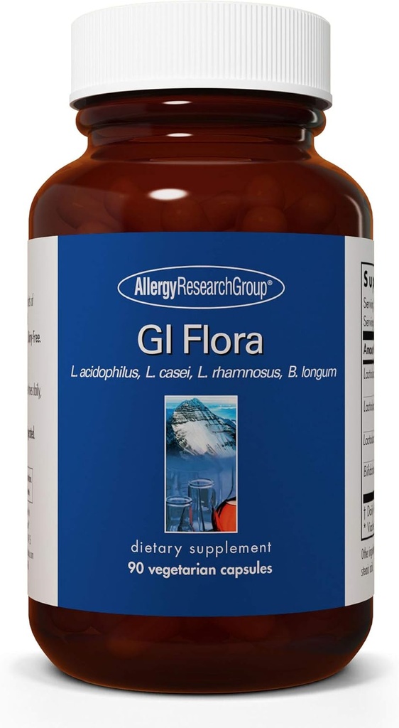Allergy Research Group GI Flora Supplement - Probiotic for Digestive Health, Gut Health for Men &amp; Women, Lactobacillus and Bifidobacterium - 90 Count