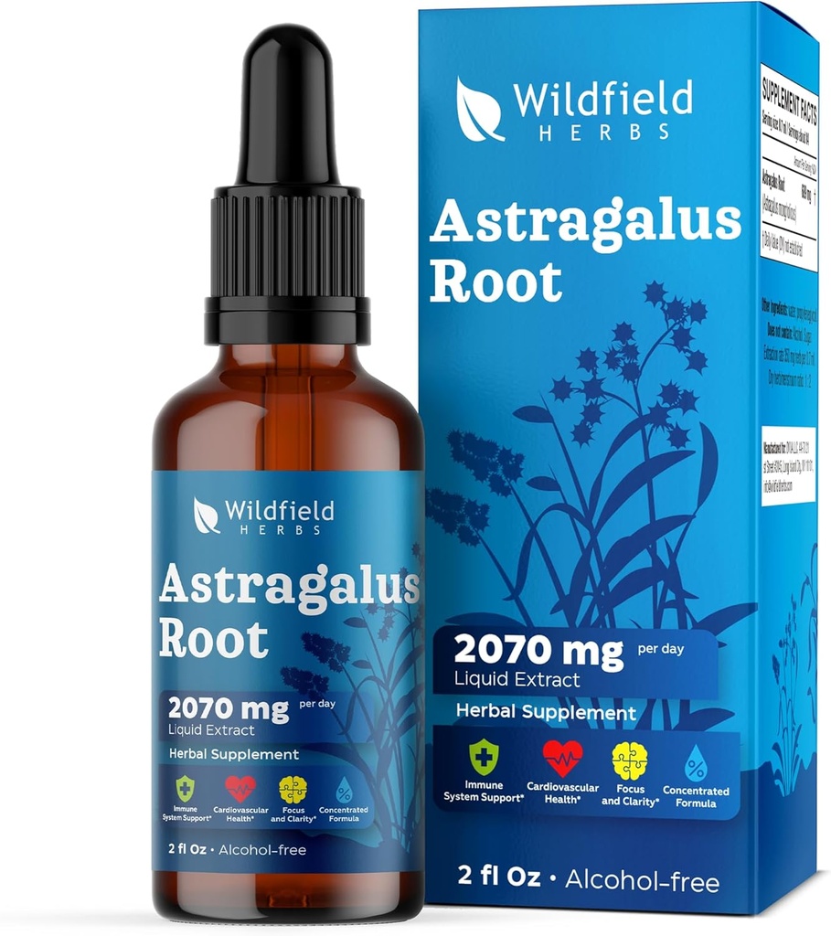 Astragalus Herb Extract Drops 2000mg (Astragalus membranaceus) Herbal Supplement Absorbs Better Than Capsules, 1 Month Supply, 84 Servings, Alcohol-Free Tincture - 2 Oz, Pack of 1