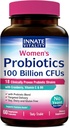 Probióticos de Vitality innato para mujeres, 100 millones de UFC 18 Strains, Prebióticos y Probióticos, con arándano, vitamina C " B6 P5P, Vaginal " Salud Digestiva, No refrigerada, 60 cápsulas