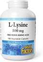 Factores naturales, L-Lysine 500 mg, 180 cápsulas vegetarianas