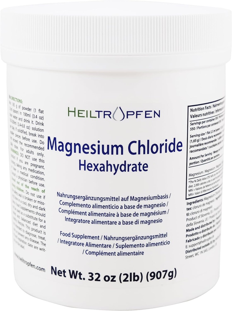 2 Libras Magnesium Chloride Hexahydrate ← Ingredientes de Grado Farmacéutico ← Crystal Powder ← Pure Ph. EUR., BP, USP, 100% tención Heiltropfen®