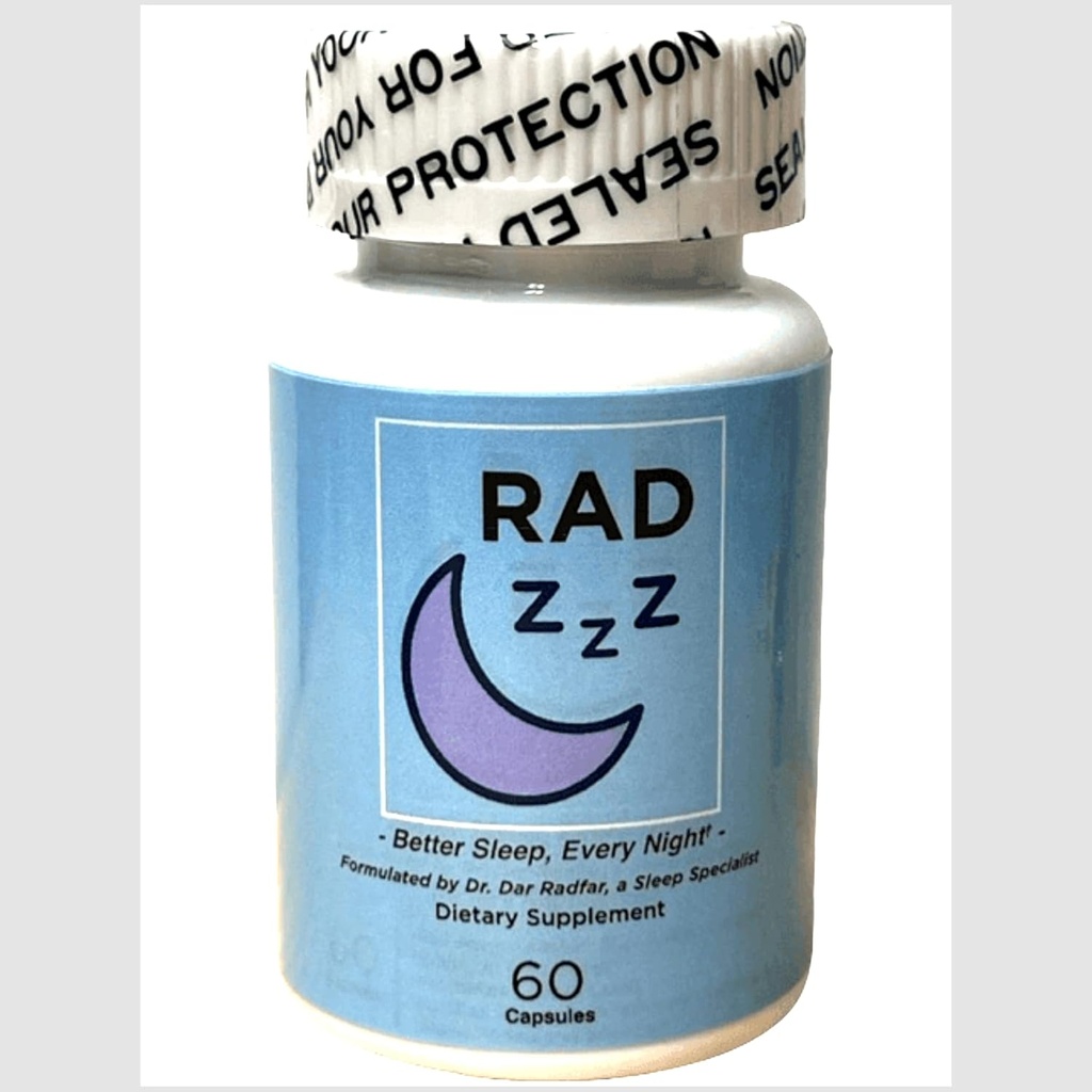 Rad ZZZZ Natural Sleep Aid Pills - 60 Capsules ← Promueve el sueño reparador tención Made in USA