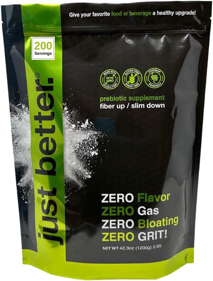 Prebiotic Fiber Supplement for a Healthy Gut | Fiber Powder with Zero Grit Zero Taste and No Bloating or Gas | Feel Full Faster | Keto Non-GMO Gluten Free Vegan 200 Servings