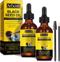 2 Pack Black Seed Oil Organic Cold Pressed,100% Puro &amp; Natural Liquid Black Seed Oil Cold Pressed Glass Bottle 60ML for Skin Cares, Nourishes and Hydrates Hair
