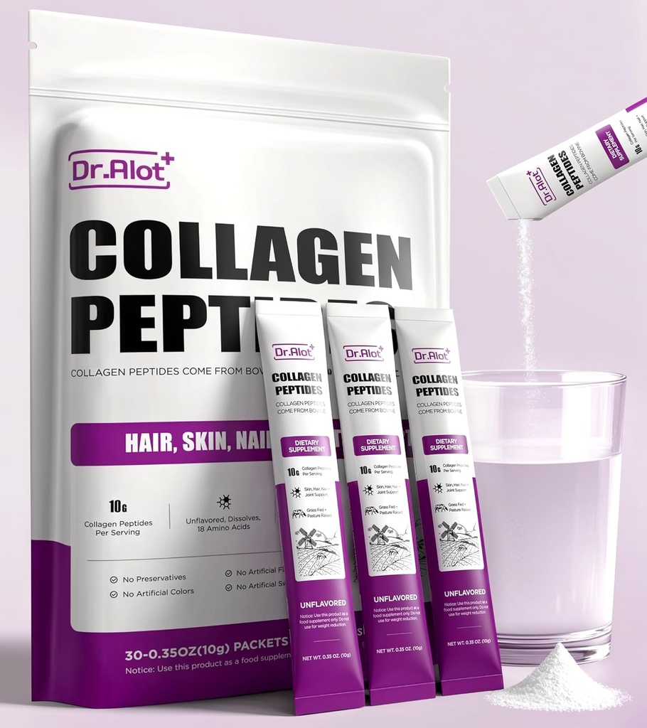 2X Boost Collagen Peptides Polvo para Juntas de Pelo de Piel de Piel de Piel de Piel de Esquí, Ultra High Absorption Collagen Powder con Hidrolyzed Tipo 1 &amp; 3 + VC, Unflavored Collagen Suplementos para Hombres Mujer, 30 Servimientos