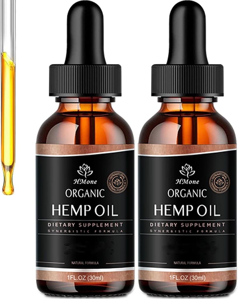 Alta potencia de aceite de cáñamo - 2 Pack máxima fuerza gotas de cáñamo orgánico para adultos